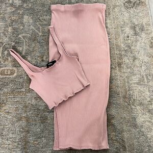 Lulus Set For Life Blush Pink Ribbed Bodycon Two-Piece Dress